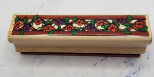 Garden Trestle Floral Berry Sky Kids Wood Mounted Rubber Border Stamp